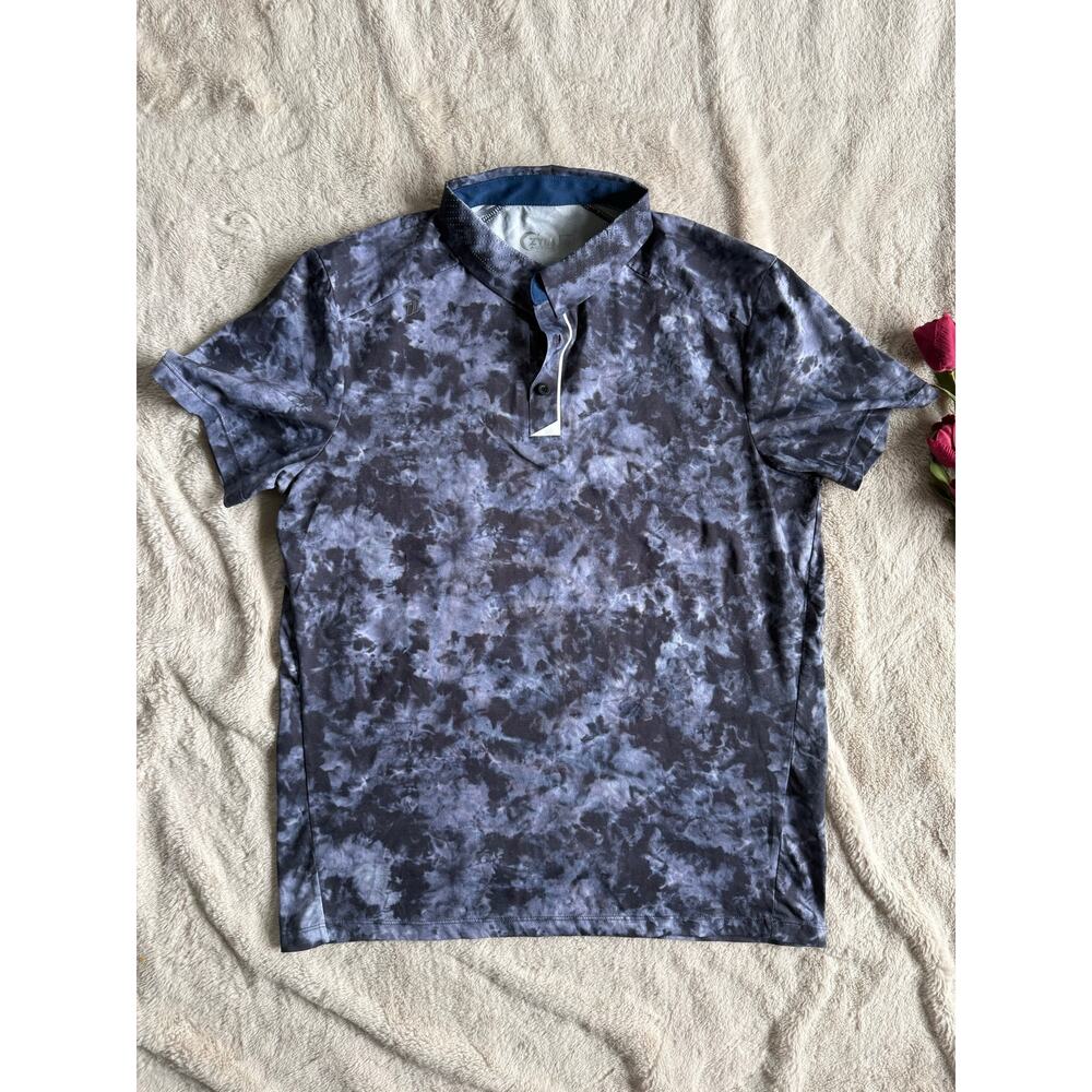 ZYIA Active Men's Sport Ventilation Collar Polo Shirt Black Camo Size M